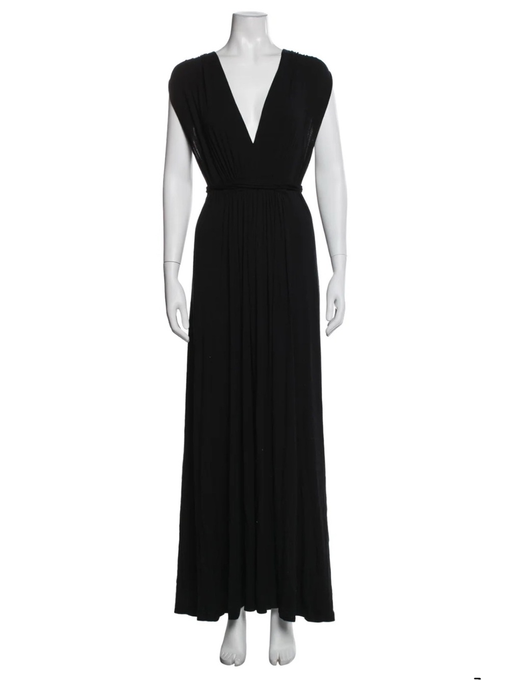 Rachel Pally Black Sleeveless V Neck Maxi Dress Jersey Knit Sz Est M / L